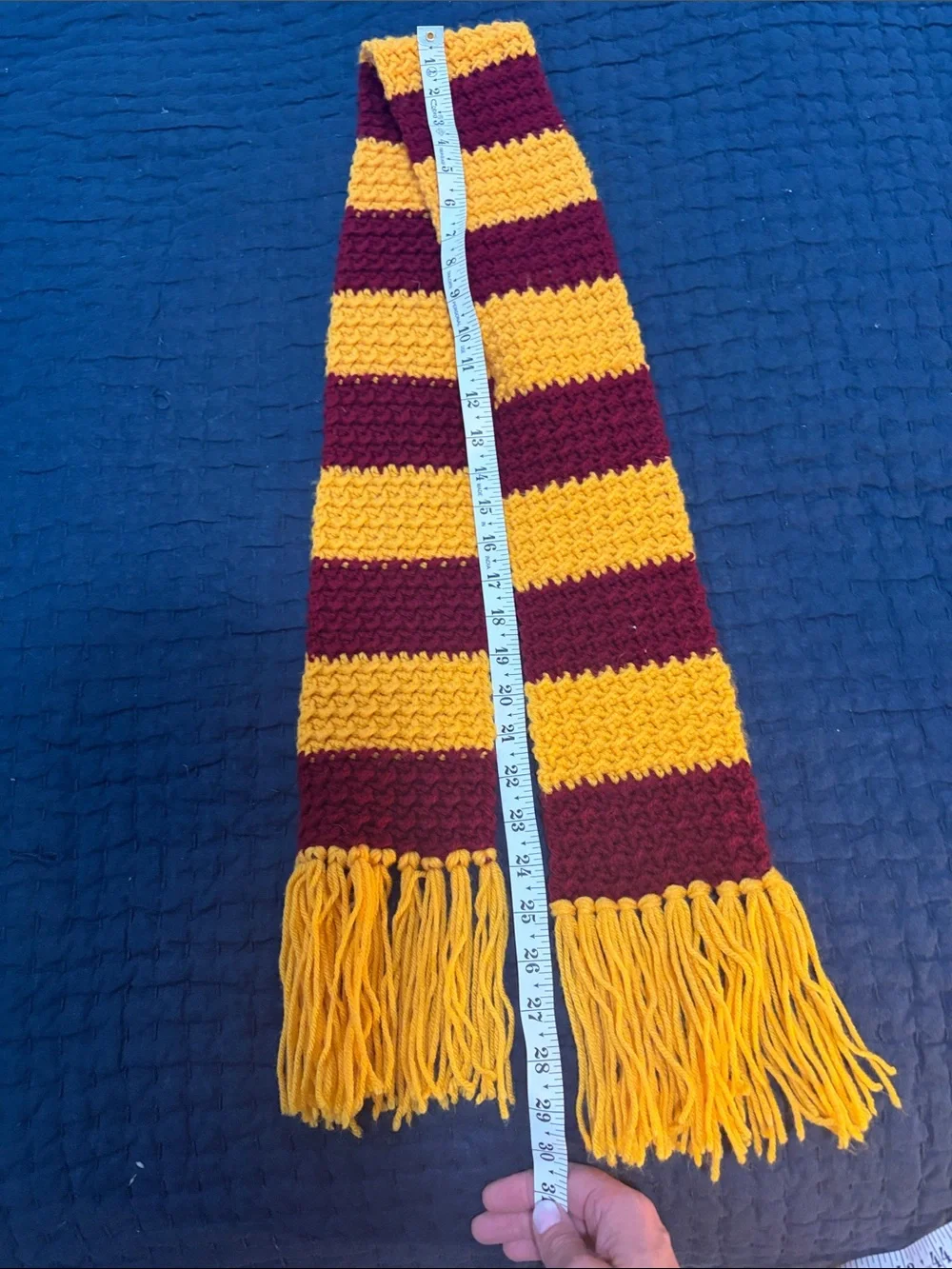 Striped Maroon and Yellow Knit Scarf - Women Accessories